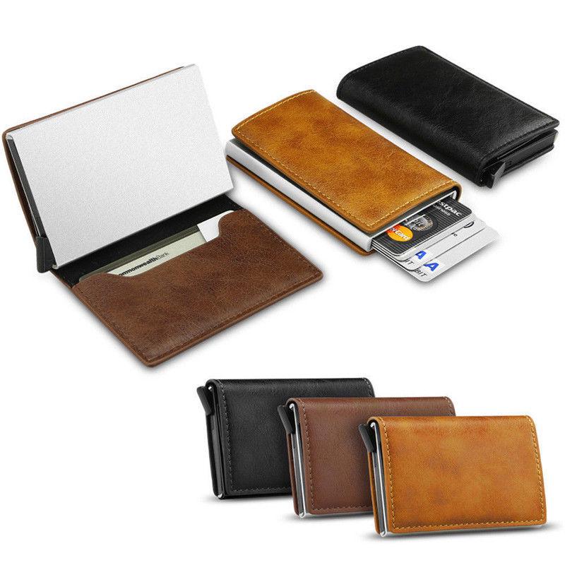 Anti-theft Metal Leather Wallet ,Leather Credit Card Holder for Men (3)