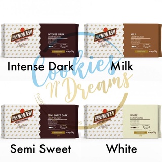 Van Houten Intense Dark/ Semi Sweet/ Milk/ White Chocolate Compound 1kg Block