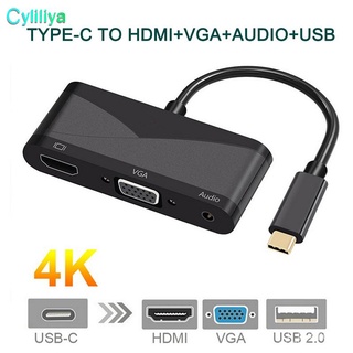 USB C Type C to HDMI VGA 3.5mm Audio Adapter 3 in 1 USB 3.1 USB-C Converter Cable for Laptop Macbook