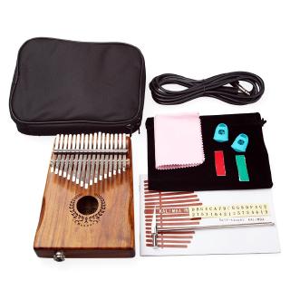 Brand New 17 Keys EQ Kalimba Mbira Calimba Solid Acacia Thumb Piano Link Speaker Electric Pickup with Bag +3 M Cable