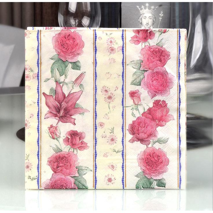 Double row pink rose print napkin party wedding decorations cafe paper towel