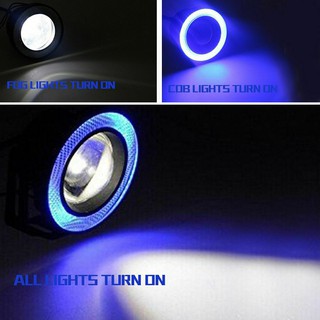 2PCS 3.5" Inch COB LED Fog Light Projector Car Blue Angel Eyes Halo Ring DRL Lamp (3)