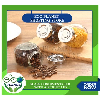 ECO PLANET Glass Container Condiments Airtight Jar Storage Screw Lid Candy Jar Cookie Jar