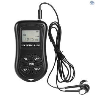 Lighthome KDKA-600 Mini FM Stereo Radio Portable Digital DSP Receiver with 1.15 Inch LCD Display Screen Lanyard 60-108MHz Receiving Frequency Black