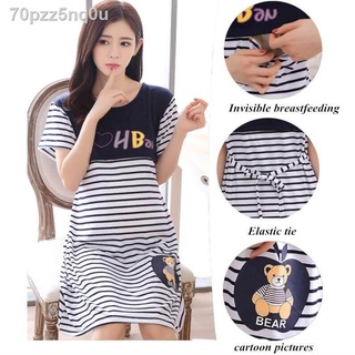 ♛✲♚Pregnant Baby Mall Maternity Stripe Short-sleeved Dress Pregnant Women's Breastfeeding Dress Free