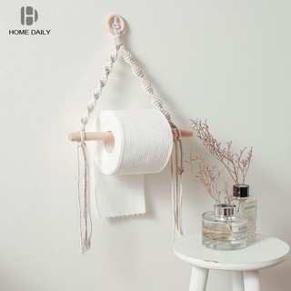 Wooden Toilet Paper Holder Tapestry Wall Hanging Room Boho Decor Bathroom Towel Dispenser For Kitchen Bathroom