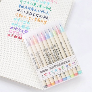 【Colorful】10pcs/lot Futurecolor Write Brush Pen Colored Marker Pens Set For Calligraphy Drawing Gift