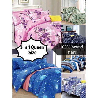 【Ready Stock】♚TNC 3 in 1 Bedsheet Set Queen Size (1pc. garterized bed sheet, 2 pcs. pillow case 60x7