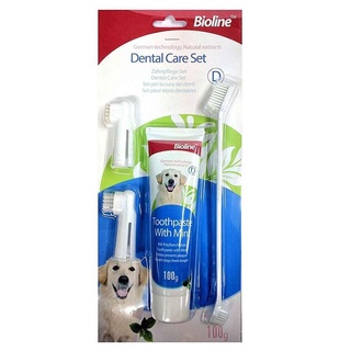 Pet Grooming❏Bioline Dental Care Set Toothbrush and Toothpaste 100g Complete Pet Dental Care by PAW