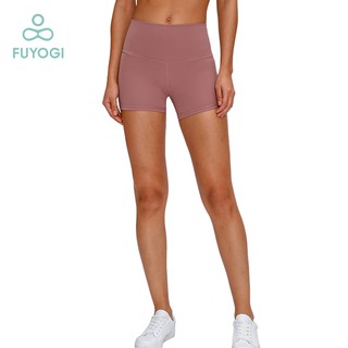 FUYOGI Yoga Shorts High Waist Buttocks Stretch Slim Running/Sports/Yoga/Fitness/Workout/Bicycle Pants Female New Double-Sided Brushed