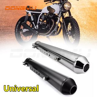 Exhaust Muffler Tailpipe Tail Pipe Tip Motorcycle Cafe Racer Exhaust Pipe with Sliding Bracket Matte Black Silver Universal