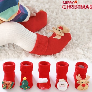 Baby Christmas Socks/ Winter Thick Terry Socks /Cartoon Santa Elk Anti Slip Floor Socks