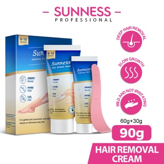 SUNNESS 60G+30G Premium Hair Removal Depilatory Cream Skin Friendly Painless Flawless For Women And Men