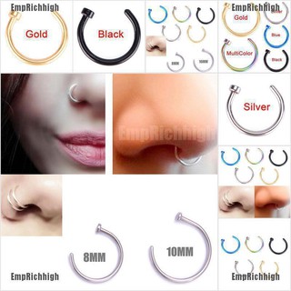 EmpRichhigh Small Thin Surgical Steel Open Nose Ring Hoop Piercing Stud Body Jewelry Fashion