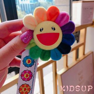 ✿KIDSUP✿Takashi Murakami Kaikai Kiki Mini Rainbow Flower Plush Strap Pin Keychain (4)