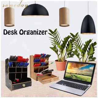 Someday Wooden Desk Organizer Multi-Functional DIY Pen Holder Box Office Supplies Desk Organizer