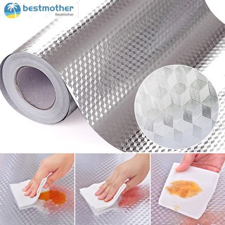 Self Adhesive Waterproof Oil-proof Aluminum Foil Wallpaper Kitchen Stove Wall Sticker (1)