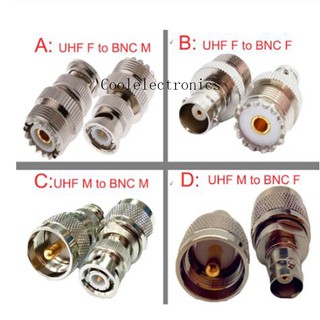 2pcs BNC Male / Female To UHF SO239 Female / UHF PL259 Male RF Coaxial Adapter Cable Connector