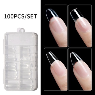 100pcs/box Clear Fake Nails Tips Clear Natural Full Cover Acrylic False Nail Art Tool