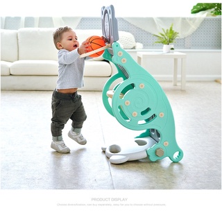 Toddler Slide Rocking Horse Set,3 in 1 Toddler Playset with Basketball Hoop,Indoor Slide Foldable (4)