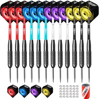 DartsCyeeLife 20/26g Steel tip darts set Professional 12 Packs,12 PVC Shafts 4 Colors+Metal Spring O (1)