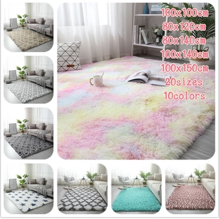 10colors 20sizes Home Decoration Carpet Rainbow Fluffy Rugs Anti-Skid Shaggy Area Rug Dining Room Carpet Floor Mat Home Bedroom Room Carpet