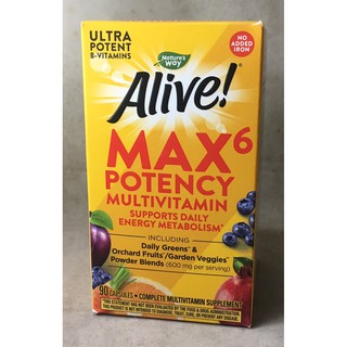 Nature's Way Alive! Max6 Multi-Vitamin No Iron, 90 Veg Caps 8/2022 (1)