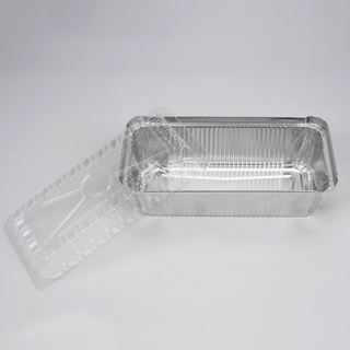 Disposable 205x110mm 650ml Aluminum Foil Takeaway Containers with Plastic Lids
