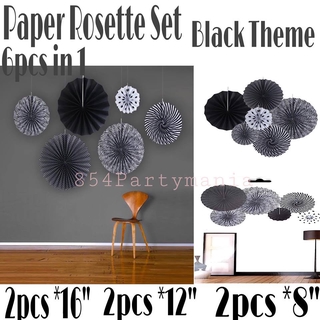 6pcs Paper Fan Paper Rosette set party decor paper fan decorations (3)