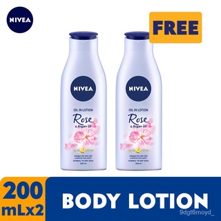 Buy 1 Take 1 NIVEA Body Oil in Lotion Rose & Argan Lotion 200ml-------------------------------------