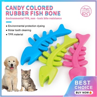 PET TOYS♈✤❃Blue~Pet Toy Dog Fish Bone Toy Supplies Rubber Thorn Bone Molar Training Dog Toys