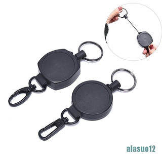 [alasuo12]Badge Reel Pull Keychain Retractable ID Holder Security Card Clip Key Ring Black