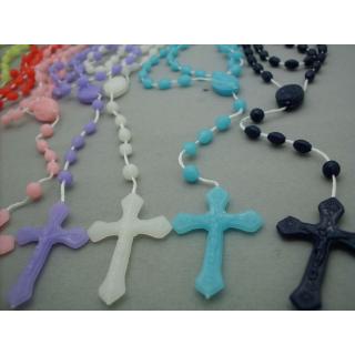 Cross Necklace Religious Catholic Plastic Rosary Necklace (3)
