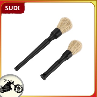 Sudi 2PCS Car Detailing Brush Dirt Dust Cleaning Tool Black for Trucks Motorcycles Bicycles