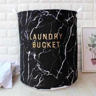 Bathroom Container Cotton Linen Foldable Large Capacity Lightweight Marbling Laundry Basket (1)