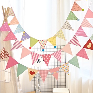Korean style triangle banner birthday banner pull flag party decoration supplies party needs banner (4)