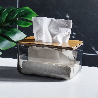 Paper tissue box, bamboo and wood paper box, living room transparent tissue box, household coffee table, desktop paper box, living room dining room napkin paper box