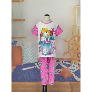 [J.J.SHI]New girls sleepwear soft fiber comfortable sleep kids pajama sophia printed children's set (1)