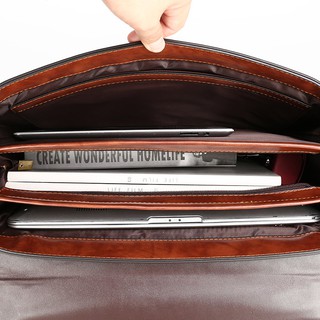 Genuine Leather Men'S Business Handbag Password Lock Briefcase Briefcase Retro Office Computer Bag Shoulder Messenger Men'S Bag (3)