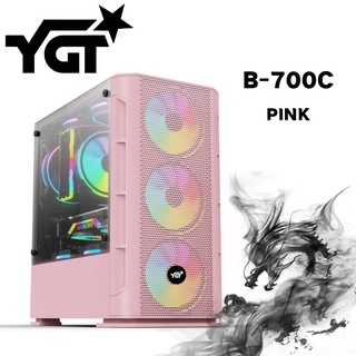 YGT B-700C PINK Tempered Glass Gaming PC/ Desktop Case M-ATX / MINI-ITX (1)