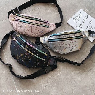 Geometric Holographic Waist Bags Female Chest Phone Pouch Purse Belt Bag