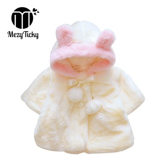 Toddler Winter keep Warm Outerwear Baby Cute bear ears Hooded Coats Infant Children flannel Cloak Gi