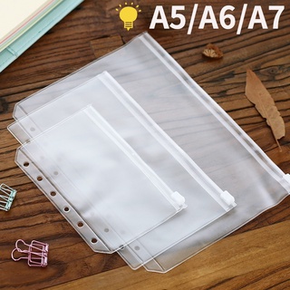 A5/A6/A7 Clear PVC Waterproof Loose-leaf Bag Binder Zipper File Folder Pocket Refill Envelope 6 Hole Notebook Planner Accessories