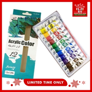 HOKKA Acrylic/Water/Oil Color Paint A/W/O 12COLORS 12ML Per Bottle (1 Brush included) Except 7112
