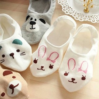 Women Invisible Cotton Socks No Show Nonslip Loafer Liner Low Cut Cartoon Animal