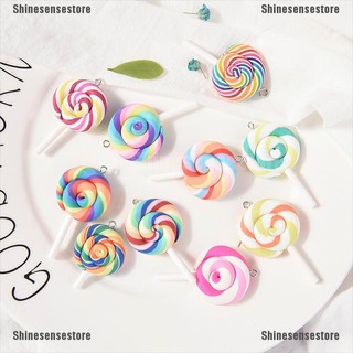 [SHINE] 10PCS Soft Lollipops Charms Pendants Resin DIY Decoration Earrings Necklace (1)