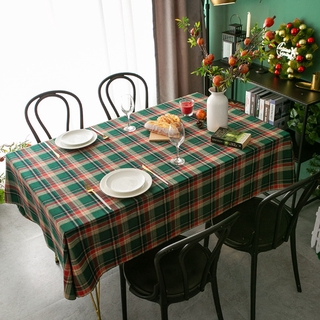 New Year Christmas Tablecloth Retro Plaid Nordic Green Plaid Tablecloth Household Rectangular Coffee Table Table Fabric