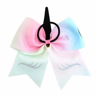 High Quality 8pcs/lot Bow With Cute Ear Design Elastic Band Ribbon Bow With Unicorn Horn Hair Access (4)