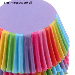 Northvotescastwell 100 Pcs Rainbow Color Cupcake Liner Baking Cupcake Paper Cake Bag Tray Pan Mold NVCW (5)
