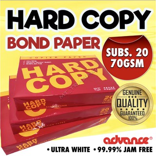 Hard Copy (5 REAMS / 1 BOX) 70gsm Substance 20 Bond Paper